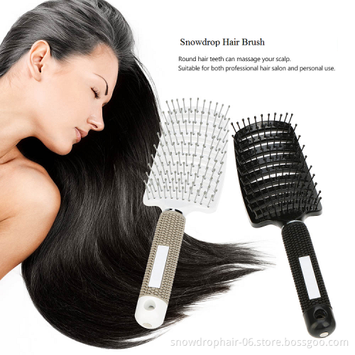 Anti-Static Curved Round Metal Hair Extension Wig Massage Private Label Ionic Custom Logo Detangling Wide Tooth Hair Brush Combs